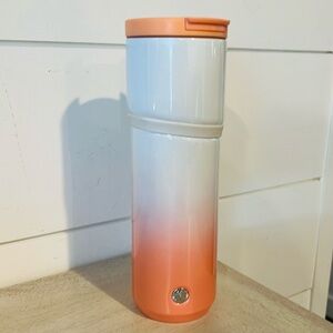 Orange and white ombré Starbucks insulated coffee mug